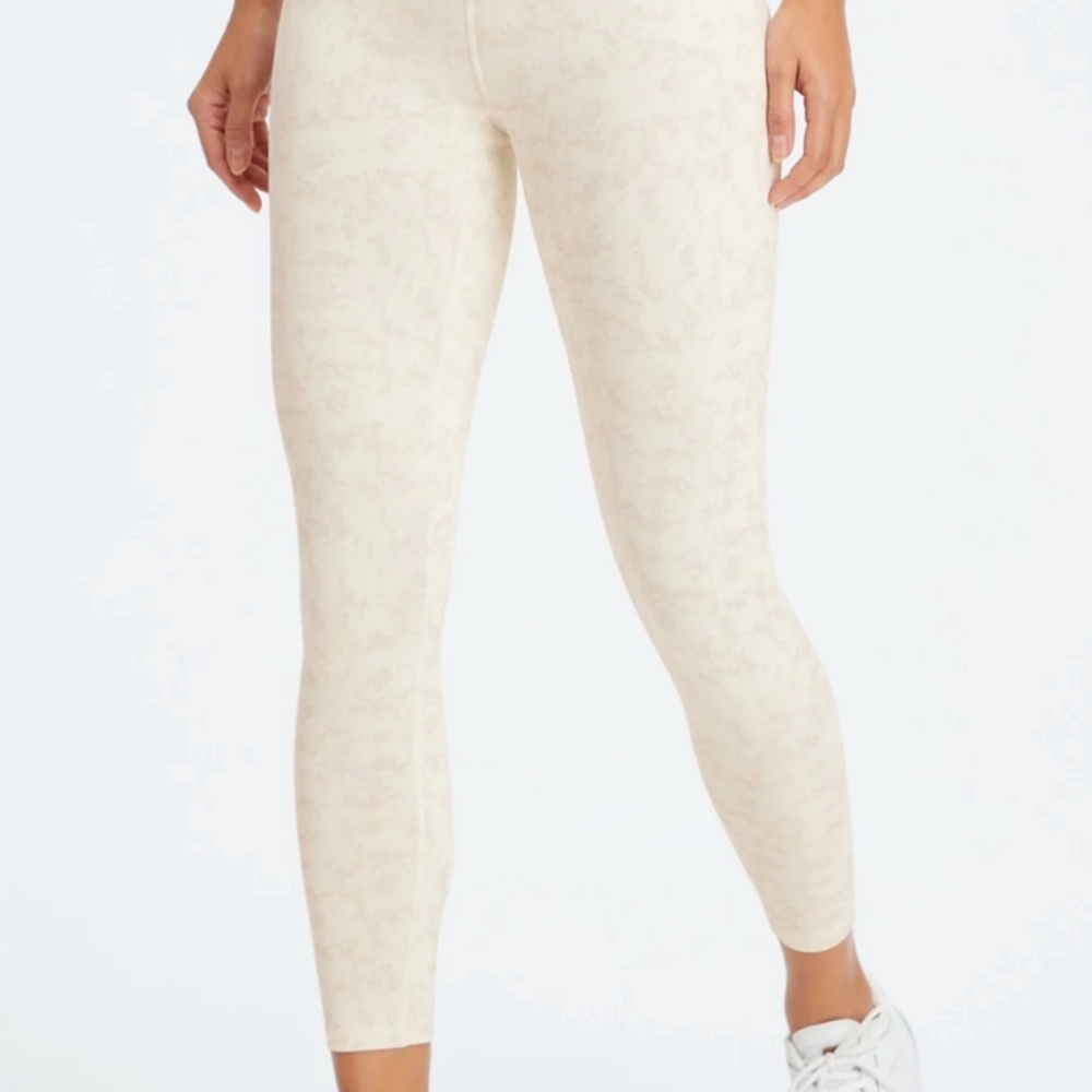 Fabletics High-Waisted Legging, White/Tan Camouflage, Size XXS__